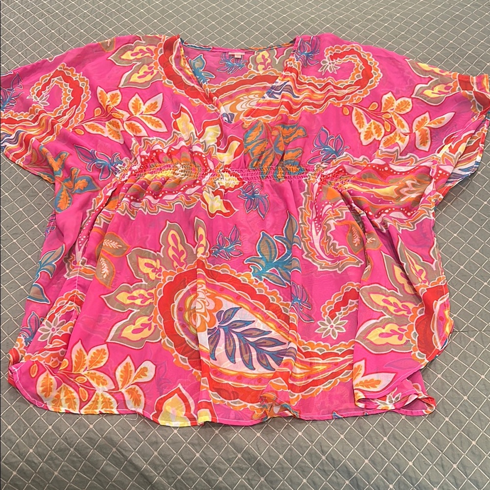 Echo Multicolor Floral Coverup Size Medium